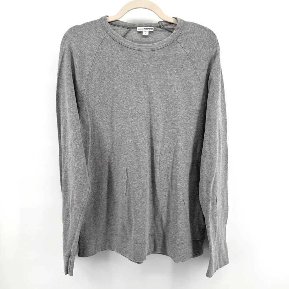 James Perse Raglan Top Women 2 Grey Long Sleeve Crewneck Casual Loungewear Basic